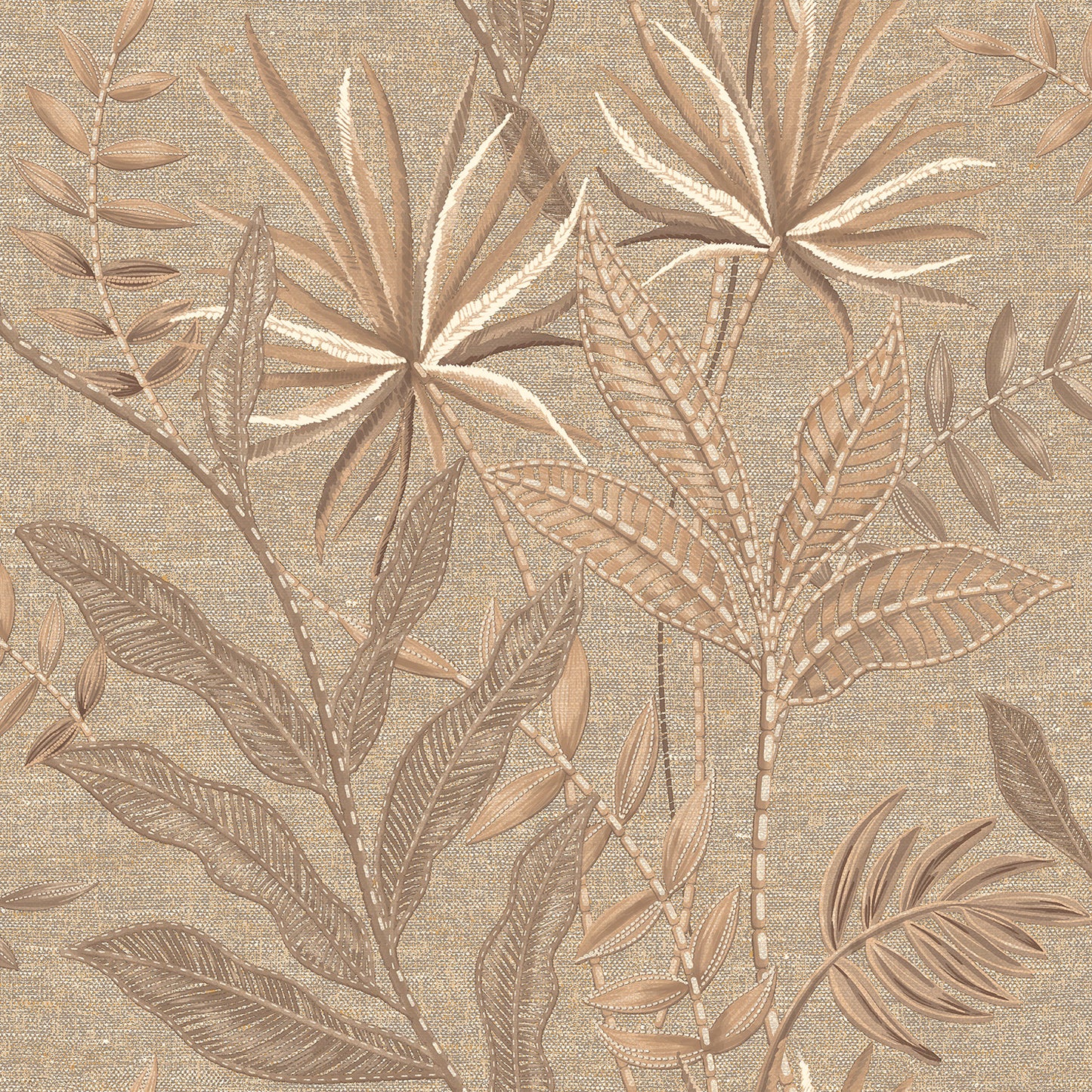 VEER DECOR Stitched Taupe Savannah Tropical Transitional  Taupe  Wallpaper - VRTN81-290