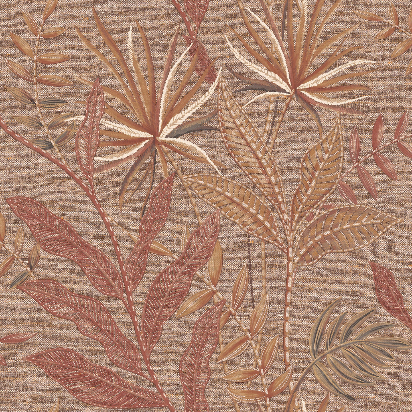 VEER DECOR Stitched Oil Green Savannah Tropical Transitional  Green  Wallpaper - VRTN83-290