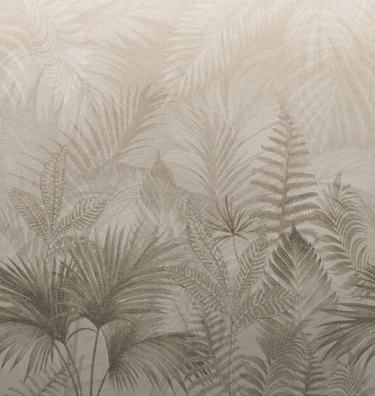 VEER DECOR Linen Jungle Taupe Wallpaper Mural  Tropical Transitional, Contemporary Taupe  Wallpaper - VRTND99-290