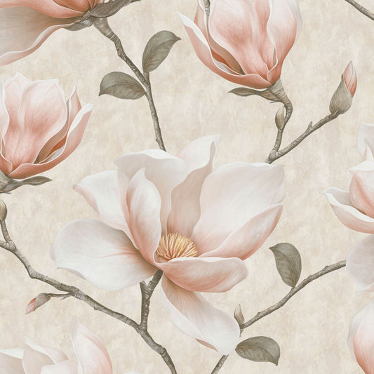 VEER DECOR Grand Magnolia Orange Wallpaper Floral Traditional Orange  Wallpaper - VRVZ205-92