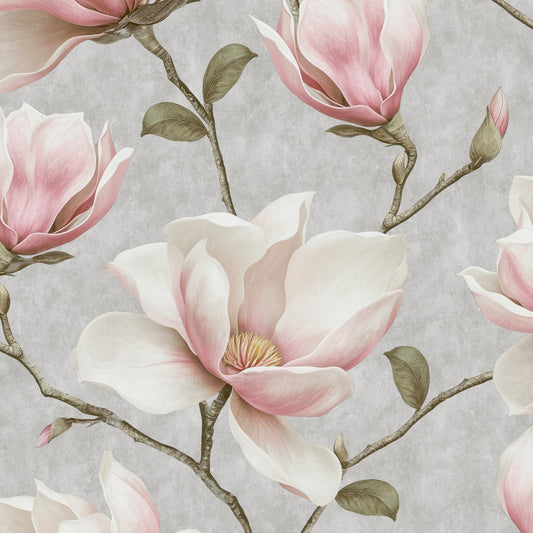 VEER DECOR Grand Magnolia Grey Wallpaper Floral Traditional Grey  Wallpaper - VRVZ209-92