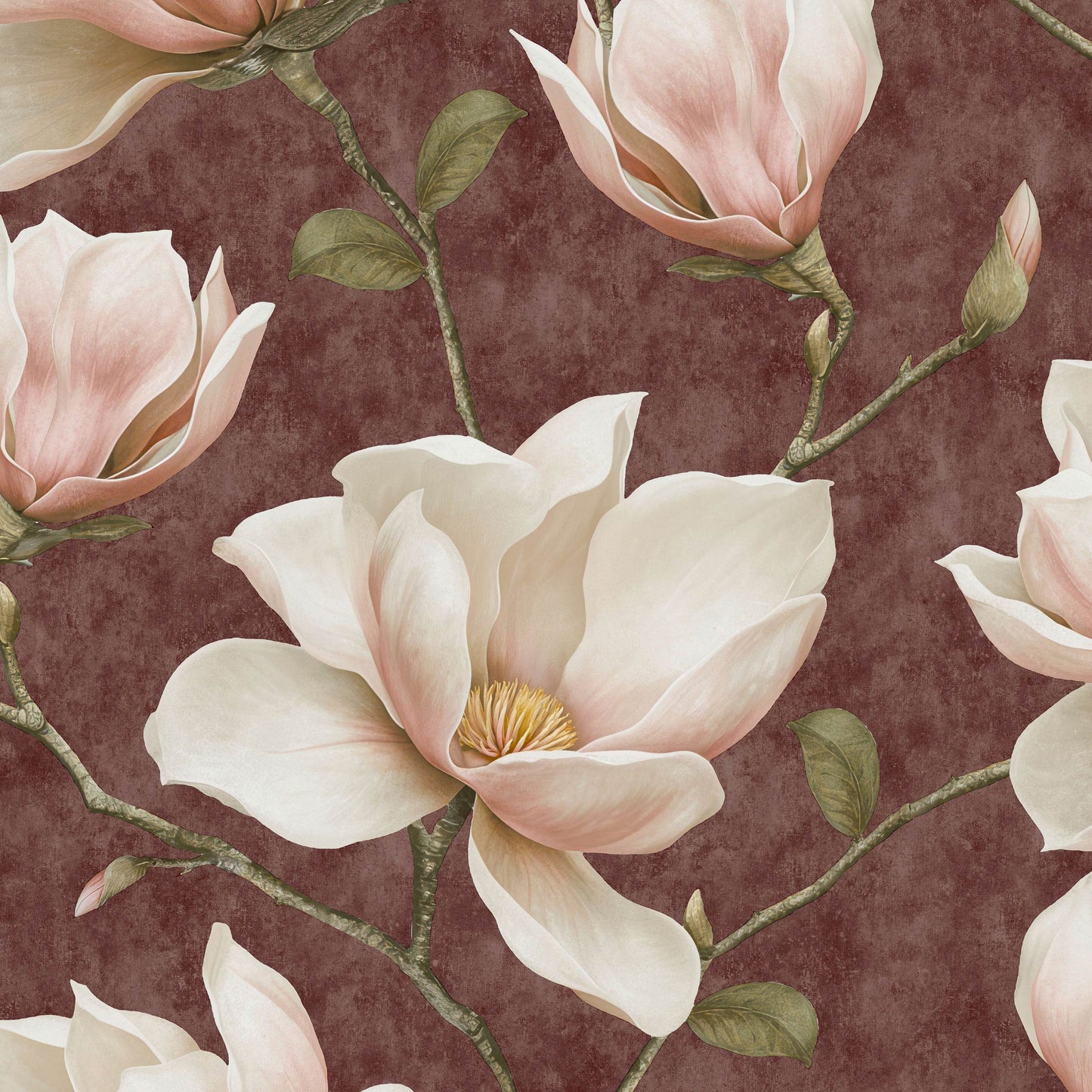 VEER DECOR Grand Magnolia Red Wallpaper Floral Traditional Red  Wallpaper - VRVZ210-92
