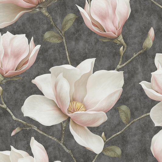 VEER DECOR Grand Magnolia Black Wallpaper Floral Traditional Black  Wallpaper - VRVZ219-92