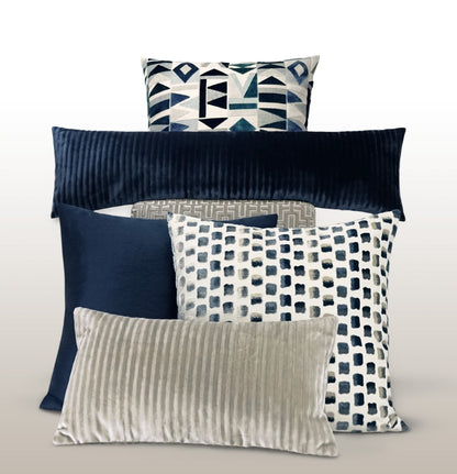 Impasto Pacific blue throw pillow 24x24 with textured fabric, designer accent pillow with feather down insert, modern decorative cushion for sofa, bed, and luxury home décor
