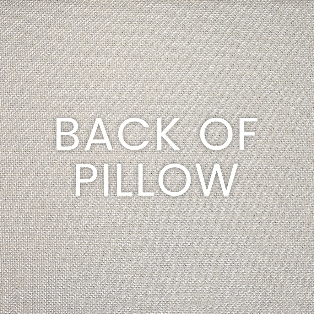 Back of ivory pillow with beige woven fabric texture.