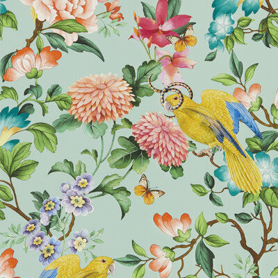 CLARKE AND CLARKE GOLDEN PARROT WP PRINT--ANIMAL/INSECTS-NOVELTY MULTI,TURQUOISE,   - W0130/03.CAC.0