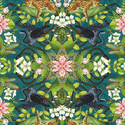 CLARKE AND CLARKE WONDERLUST WP PRINT--ANIMAL/INSECTS-NOVELTY MULTI,TEAL,   - W0136/03.CAC.0