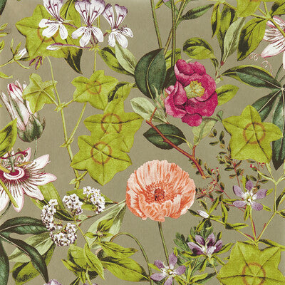 CLARKE AND CLARKE PASSIFLORA PRINT---BOTANICAL & FLORAL MULTI,GOLD,   - W0143/03.CAC.0