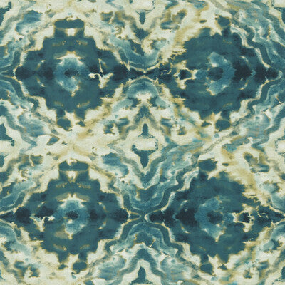 CLARKE AND CLARKE AQUEOUS PRINT---GEOMETRIC TEAL,GOLD,   - W0147/04.CAC.0