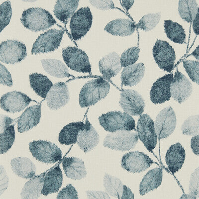 CLARKE AND CLARKE NORTHIA PRINT--BOTANICAL & FLORAL-METALLIC DARK BLUE,BEIGE,   - W0159/02.CAC.0