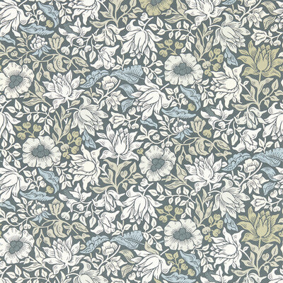 CLARKE AND CLARKE MALLOW PRINT---BOTANICAL & FLORAL GREY,TAUPE,WHITE   - W0173/01.CAC.0