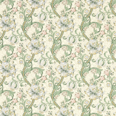 CLARKE AND CLARKE GOLDEN LILY PRINT---BOTANICAL & FLORAL BEIGE,PINK,GREEN   - W0174/01.CAC.0