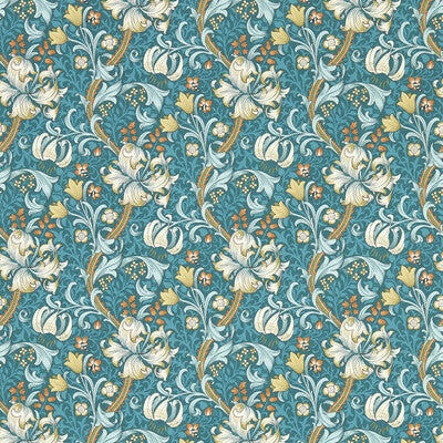 CLARKE AND CLARKE GOLDEN LILY PRINT---BOTANICAL & FLORAL TEAL,GOLD,WHITE   - W0174/03.CAC.0