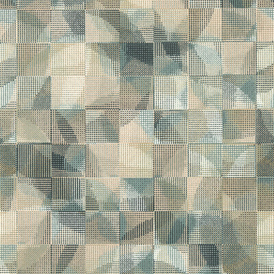 CLARKE AND CLARKE IMPATTO PRINT---GEOMETRIC TURQUOISE,BEIGE,CHARCOAL   - W0182/03.CAC.0