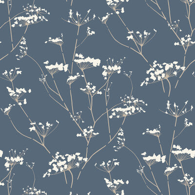 KRAVET DESIGN KRAVET DESIGN PRINT--BOTANICAL & FLORAL- DARK BLUE,WHITE,BEIGE   - W3369.5.0