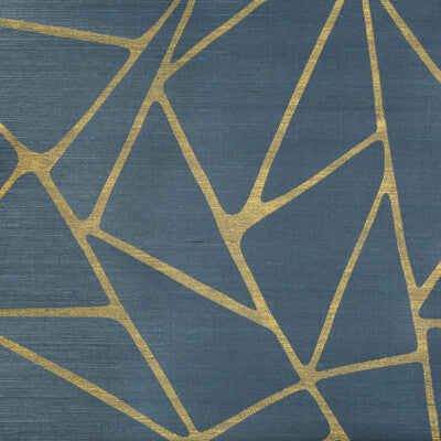 KRAVET COUTURE TO THE POINT PRINT-GRASSCLOTH-MODERN-TEXTURE TEAL,GOLD,METALLIC   - W3400.435.0