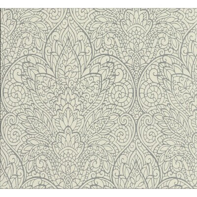 KRAVET DESIGN KRAVET DESIGN PRINT-GRASSCLOTH-DAMASK-METALLIC IVORY,SILVER,METALLIC   - W3467.11.0