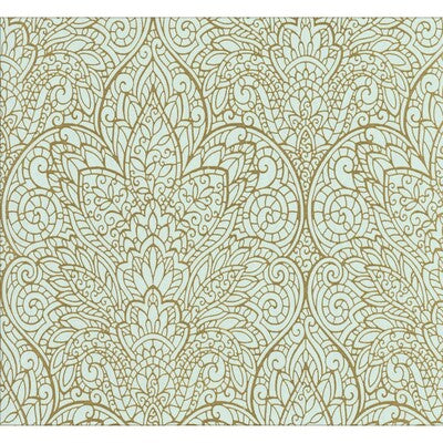 KRAVET DESIGN KRAVET DESIGN PRINT-GRASSCLOTH-DAMASK-METALLIC LIGHT BLUE,GOLD,METALLIC   - W3467.516.0