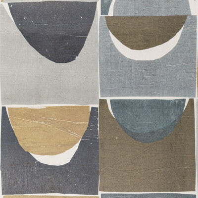 KRAVET COUTURE NIKO MOD PRINT-LINEN-ABSTRACT-GEOMETRIC CAMEL,INDIGO,SLATE   - W3571.415.0