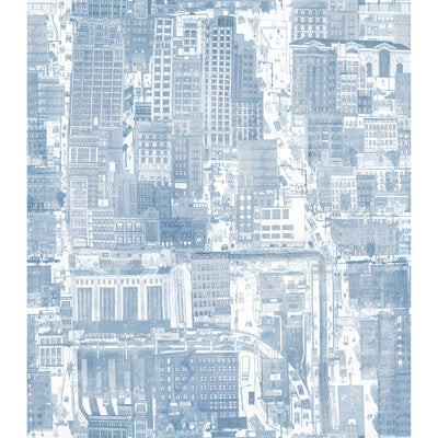 KRAVET COUTURE URBAN PLANNING PRINT--MODERN-NOVELTY BLUE,SILVER,METALLIC   - W3583.15.0