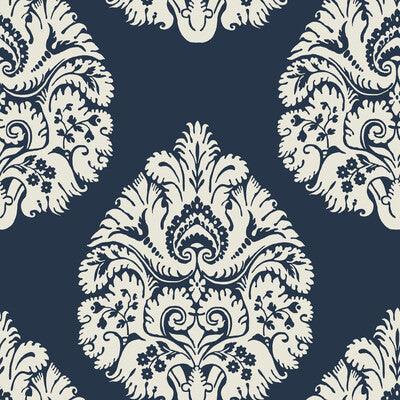 KRAVET DESIGN KRAVET DESIGN PRINT--DAMASK- DARK BLUE,WHITE,   - W3726.50.0