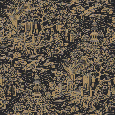 KRAVET DESIGN KRAVET DESIGN PRINT--CHINOISERIE- BLACK,GOLD,   - W3742.8.0