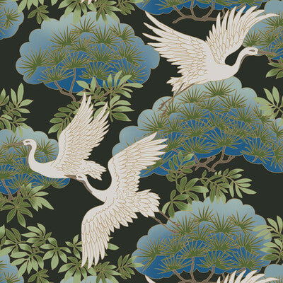 KRAVET DESIGN KRAVET DESIGN PRINT--FLORA & FAUNA- BLACK,BLUE,WHITE   - W3751.8.0