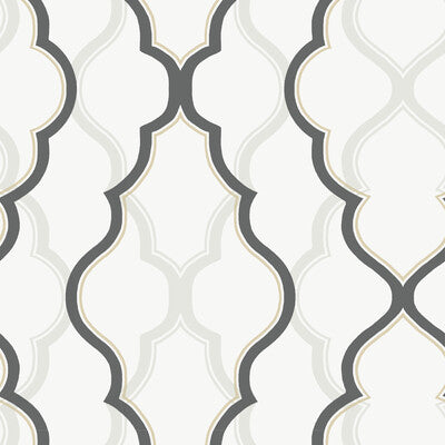 KRAVET DESIGN KRAVET DESIGN PRINT--DAMASK- WHITE,CHARCOAL,GOLD   - W3799.101.0