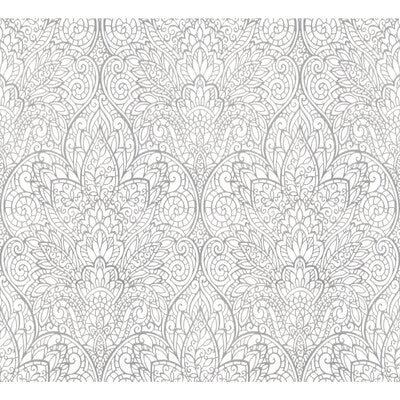 KRAVET DESIGN KRAVET DESIGN PRINT--DAMASK-METALLIC SILVER,WHITE,   - W3859.101.0