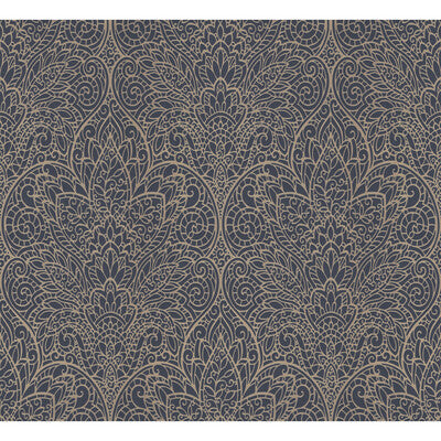 KRAVET DESIGN KRAVET DESIGN PRINT--DAMASK-METALLIC GOLD,BLUE,   - W3859.54.0