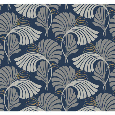 KRAVET DESIGN KRAVET DESIGN PRINT--BOTANICAL & FLORAL-METALLIC DARK BLUE,GREY,GOLD   - W3867.50.0