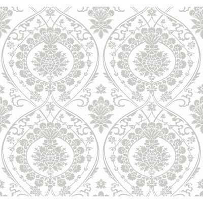 KRAVET DESIGN KRAVET DESIGN PRINT--DAMASK-METALLIC GREY,WHITE,   - W3889.1101.0