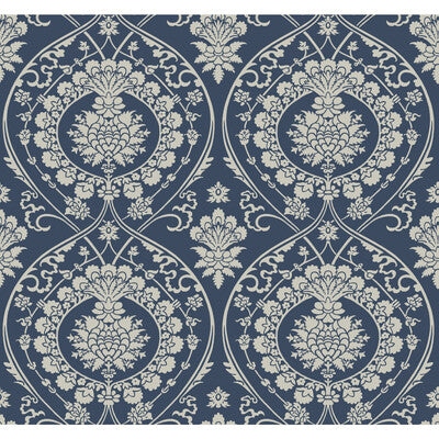 KRAVET DESIGN KRAVET DESIGN PRINT--DAMASK-METALLIC DARK BLUE,SILVER,   - W3889.50.0