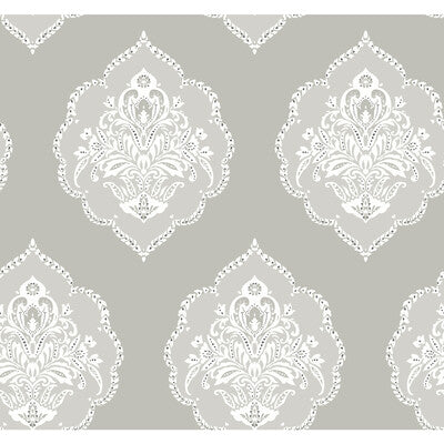 KRAVET DESIGN KRAVET DESIGN PRINT--DAMASK-METALLIC GREY,LIGHT GREY,WHITE   - W3893.11.0