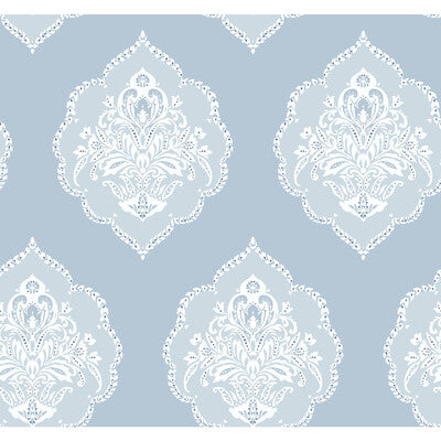 KRAVET DESIGN KRAVET DESIGN PRINT--DAMASK-METALLIC BLUE,LIGHT BLUE,WHITE   - W3893.15.0