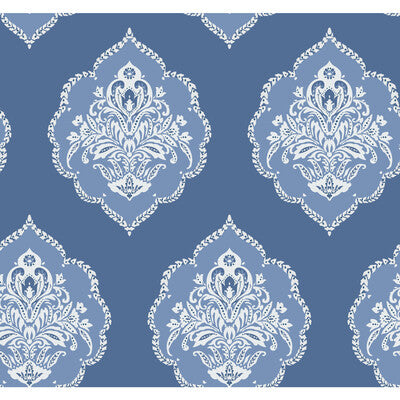 KRAVET DESIGN KRAVET DESIGN PRINT--DAMASK-METALLIC DARK BLUE,BLUE,WHITE   - W3893.155.0