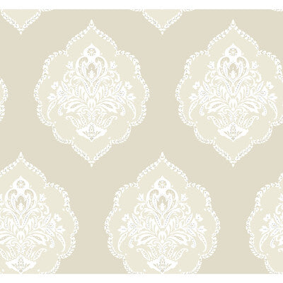 KRAVET DESIGN KRAVET DESIGN PRINT--DAMASK-METALLIC BEIGE,WHITE,   - W3893.161.0