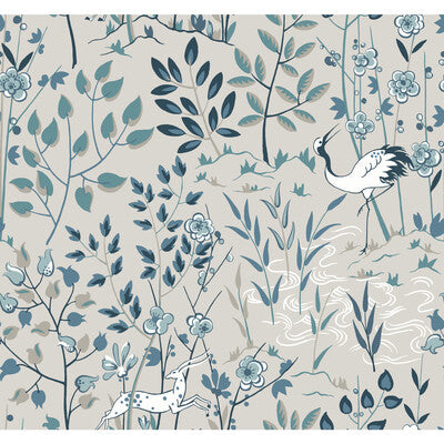 KRAVET DESIGN KRAVET DESIGN PRINT--BOTANICAL & FLORAL-ANIMAL/INSECTS IVORY,TEAL,   - W3912.135.0