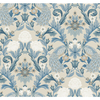 KRAVET DESIGN W3923 PRINT--BOTANICAL & FLORAL-ANIMAL/INSECTS BEIGE,BLUE,   - W3923.15.0