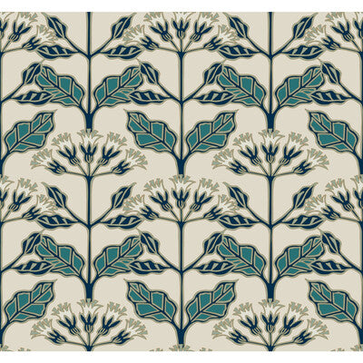 KRAVET DESIGN W3924 PRINT--BOTANICAL & FLORAL- IVORY,TEAL,   - W3924.35.0