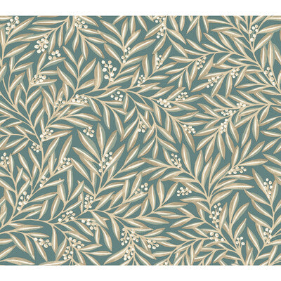 KRAVET DESIGN W3926 PRINT--BOTANICAL & FLORAL- TEAL,BEIGE,   - W3926.35.0