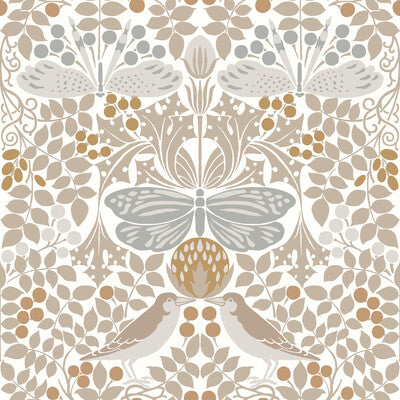 KRAVET DESIGN W3929 PRINT--BOTANICAL & FLORAL-ANIMAL/INSECTS WHITE,GREY,   - W3929.1611.0