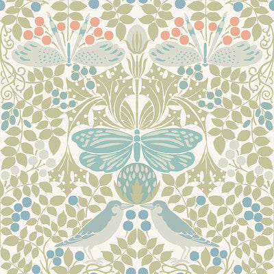 KRAVET DESIGN W3929 PRINT--BOTANICAL & FLORAL-ANIMAL/INSECTS WHITE,GREEN,   - W3929.315.0