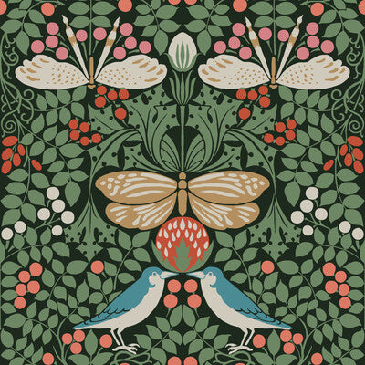 KRAVET DESIGN W3929 PRINT--BOTANICAL & FLORAL-ANIMAL/INSECTS GREEN,PINK,   - W3929.317.0