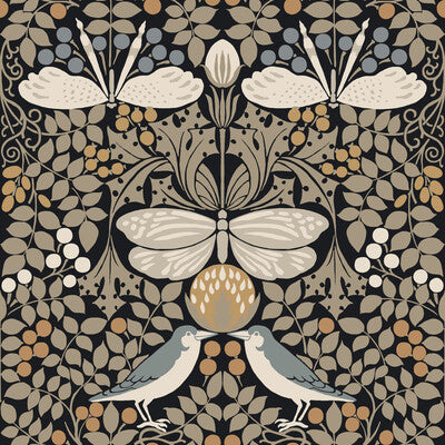 KRAVET DESIGN W3929 PRINT--BOTANICAL & FLORAL-ANIMAL/INSECTS BLACK,TAUPE,   - W3929.816.0