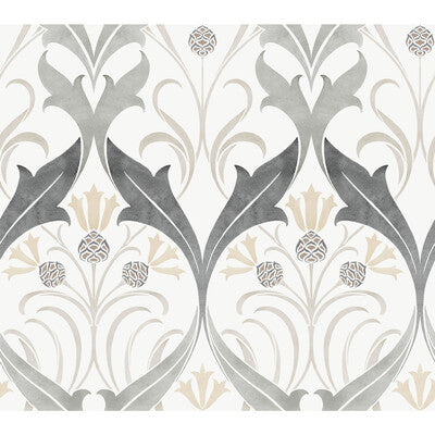 KRAVET DESIGN W3930 PRINT--BOTANICAL & FLORAL-DAMASK WHITE,GREY,   - W3930.11.0