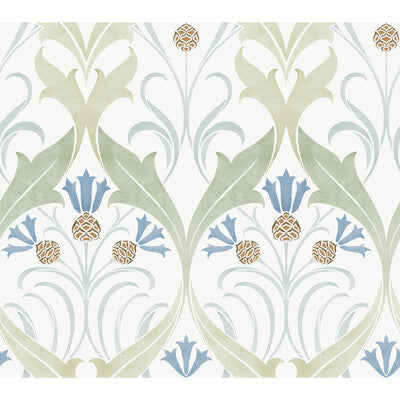 KRAVET DESIGN W3930 PRINT--BOTANICAL & FLORAL-DAMASK WHITE,BLUE,   - W3930.315.0