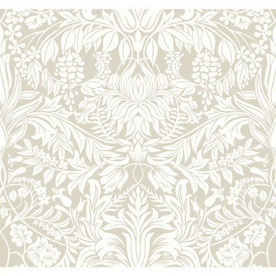 KRAVET DESIGN W3932 PRINT--BOTANICAL & FLORAL-DAMASK BEIGE,WHITE,   - W3932.1116.0