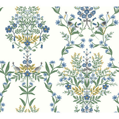 KRAVET DESIGN KRAVET DESIGN PRINT--BOTANICAL & FLORAL-ANIMAL/INSECTS WHITE,BLUE,GREEN   - W3949.34.0