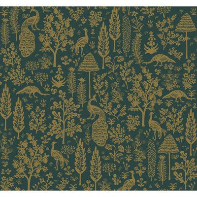 KRAVET DESIGN KRAVET DESIGN PRINT--BOTANICAL & FLORAL-ANIMAL/INSECTS GREEN,GOLD,METALLIC   - W3951.34.0